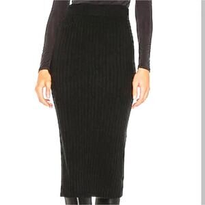 ONE GREY DAY Revolve Gunnar Knit Ribbed Midi Sweater Skirt Black - Sz Small NWT
